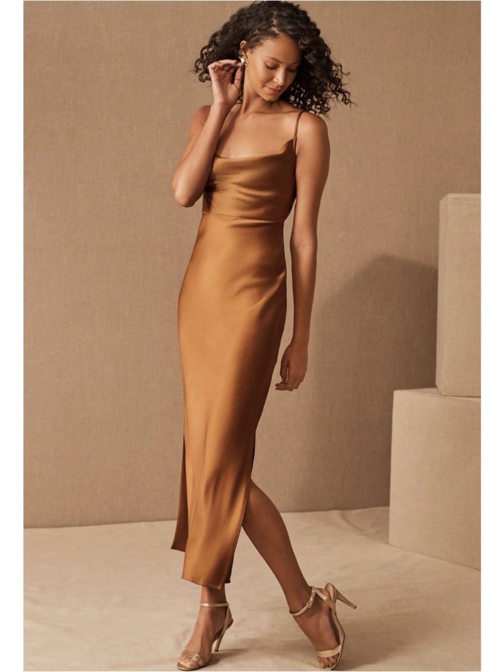 BHLDN by Anthropologie | Cowl Neck Midi Bridesmaid Dress | Size: 12